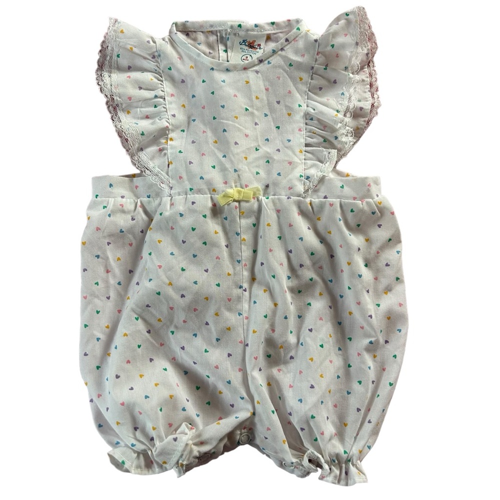 NWOT 3M 6M 9M Flutter Sleeve Romper Baby Girl Hearts